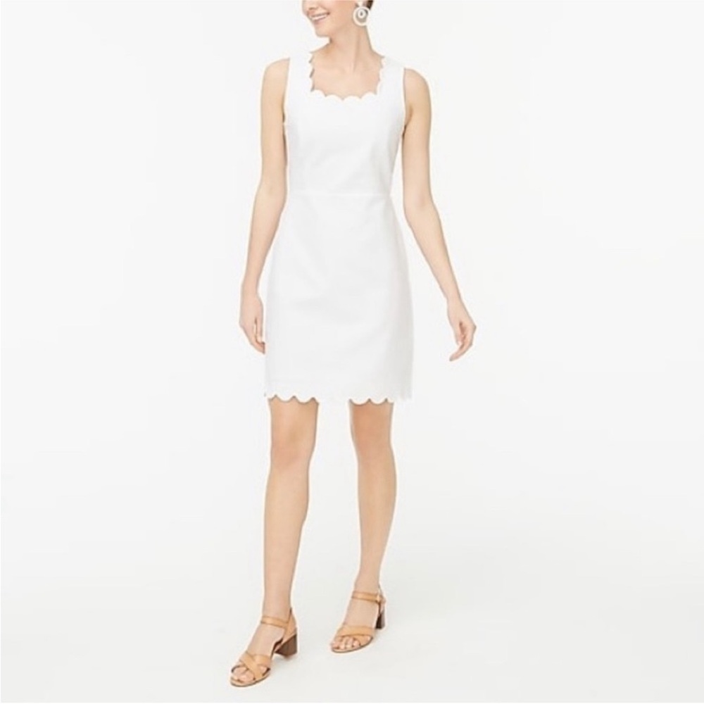 J Crew Factory White Scalloped Dress